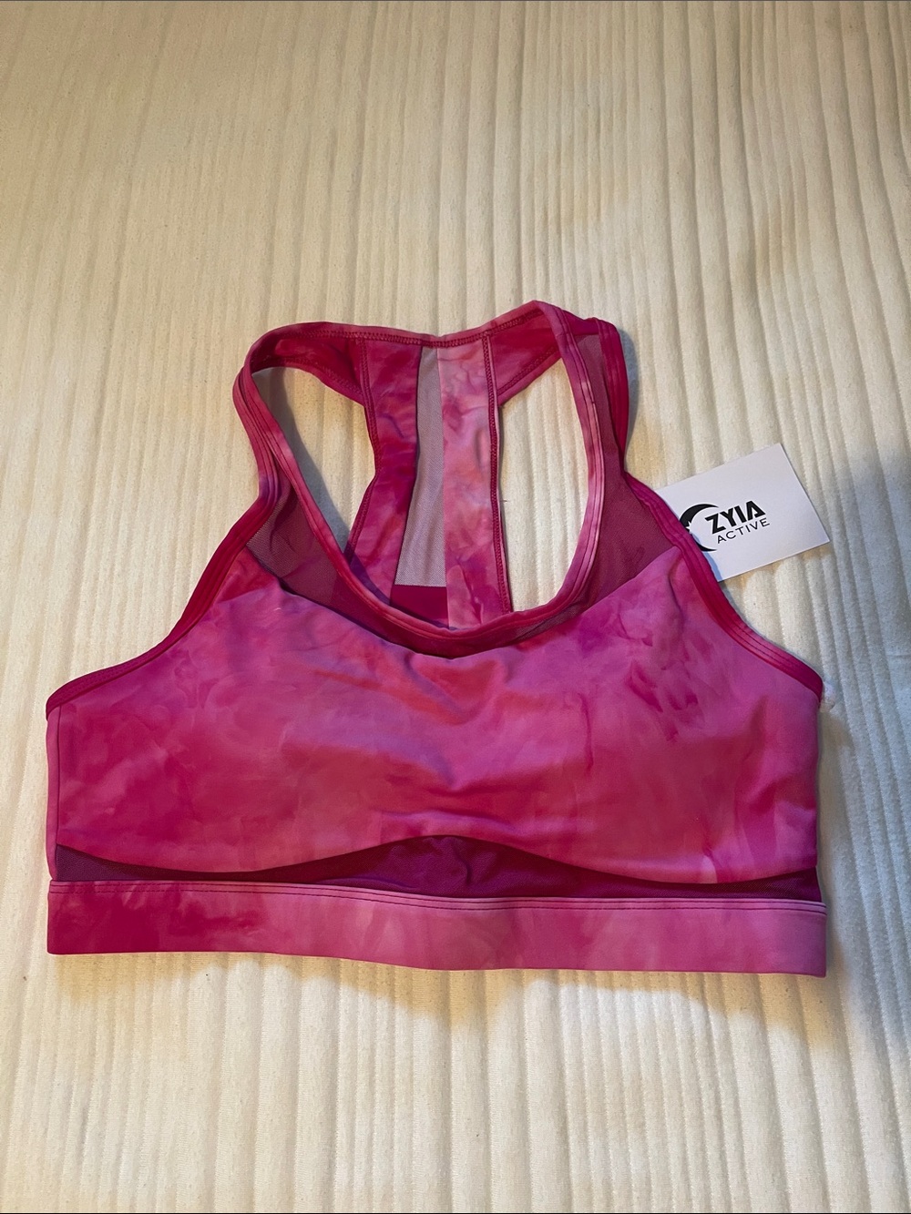 Zyia Active Pink Tie-Dye Racerback Sports Bra